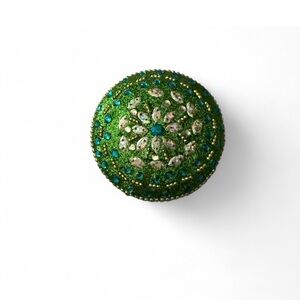 Bejewelled Round Trinket Box From India